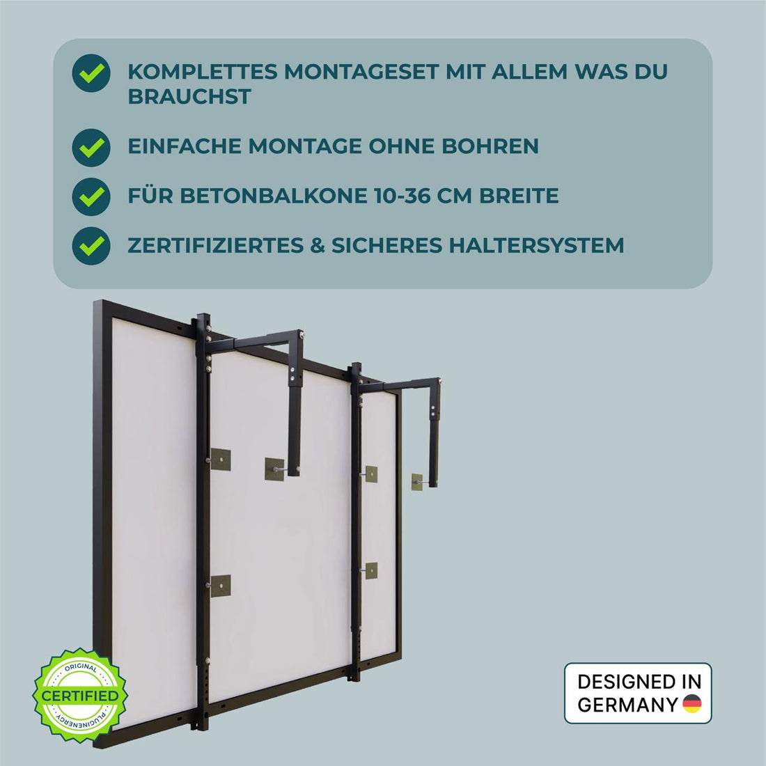 Pluginenergy Solarmodul Halter für Betonbalkone