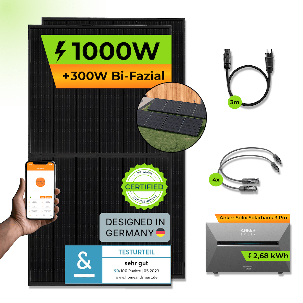 ANKER Solarbank 3 E2700 Pro + PiE POWER 1000W BALKONKRAFTWERK - PluginEnergy