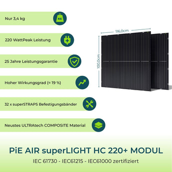PiE AIR superLIGHT HC 440+ Watt SOLARMODUL - PluginEnergy