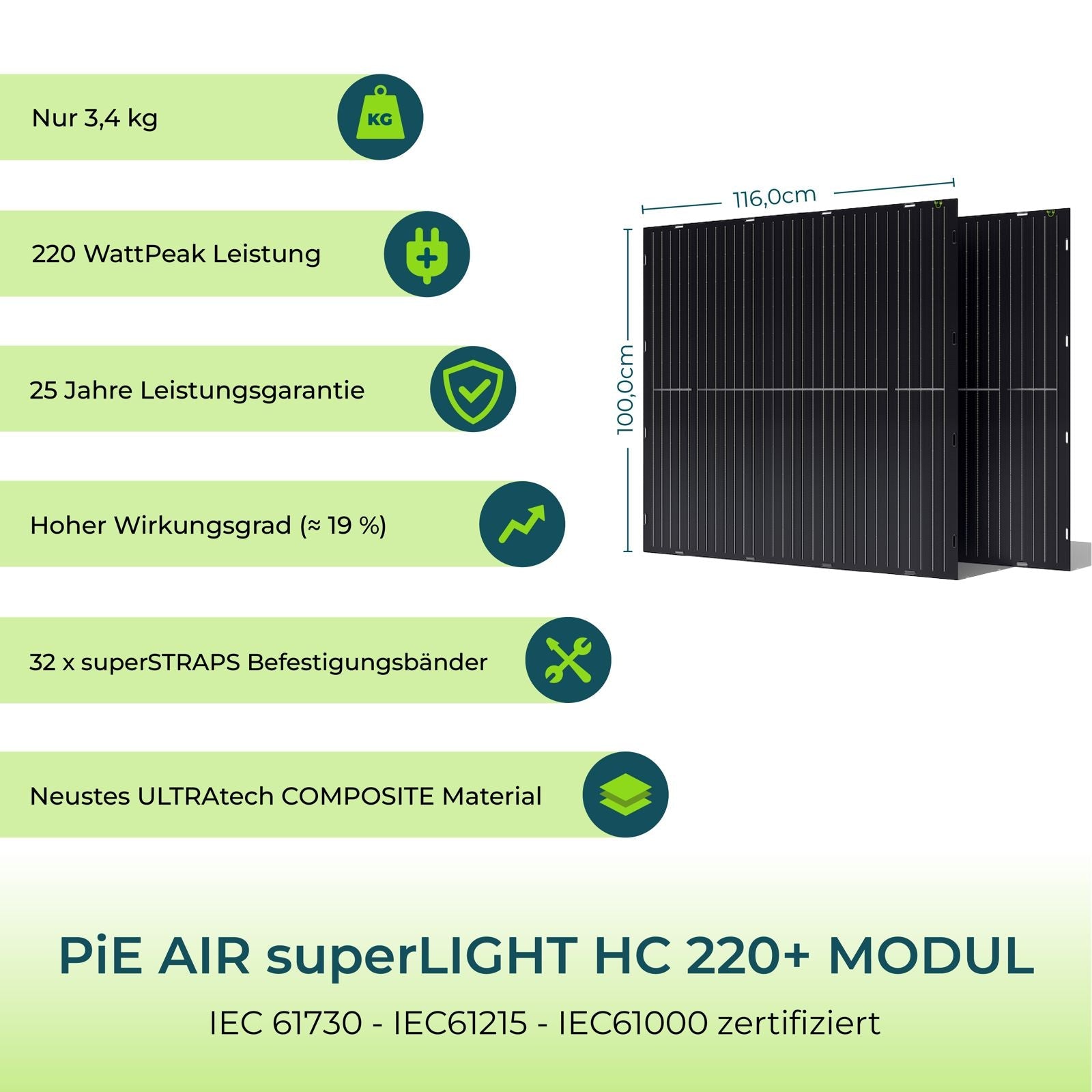PiE AIR superLIGHT HC 440+ Watt SOLARMODUL - PluginEnergy