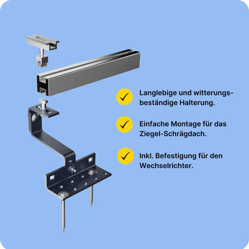 PiE ROOF SOLARMODULHALTER für Ziegel - Schrägdach - PluginEnergy