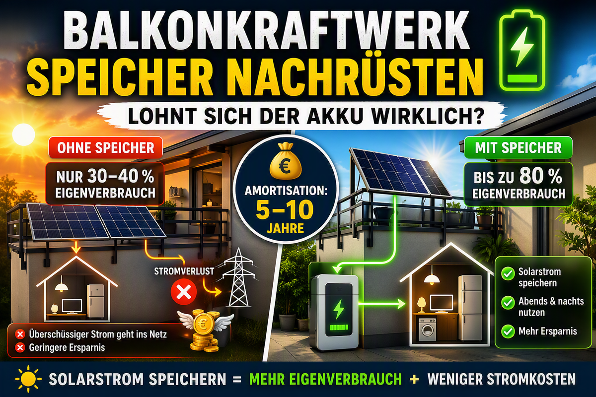 Balkonkraftwerk-Speicher nachrüsten: Lohnt sich die Investition in den Akku?