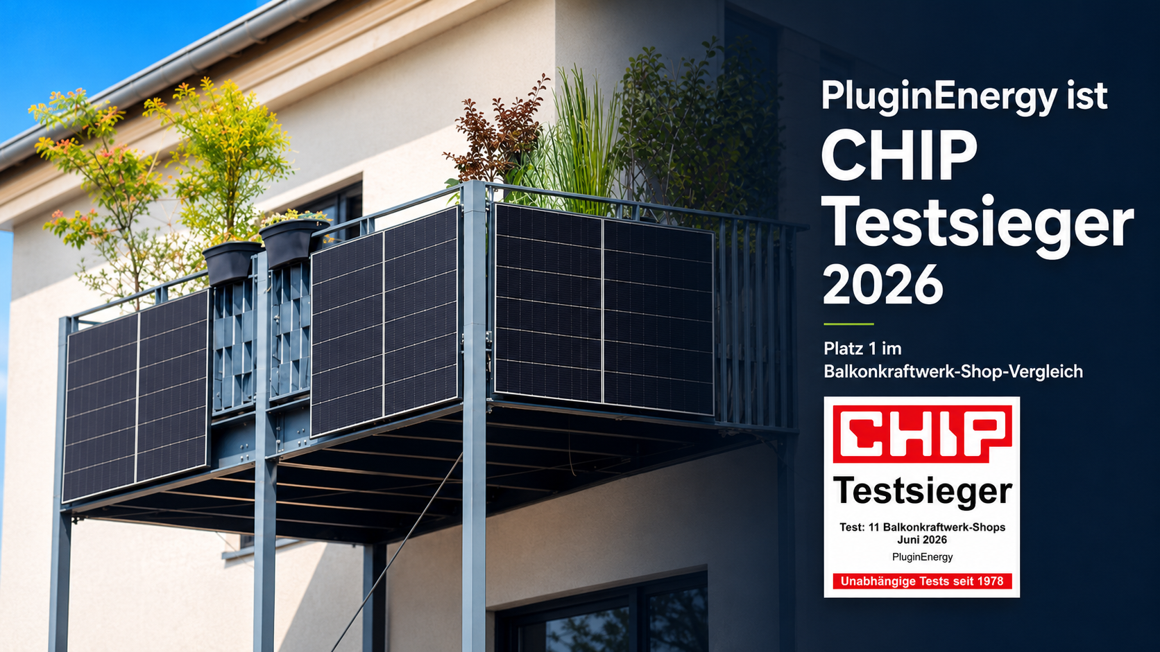 CHIP Testsieger 2026: PluginEnergy ist bester Balkonkraftwerk-Shop