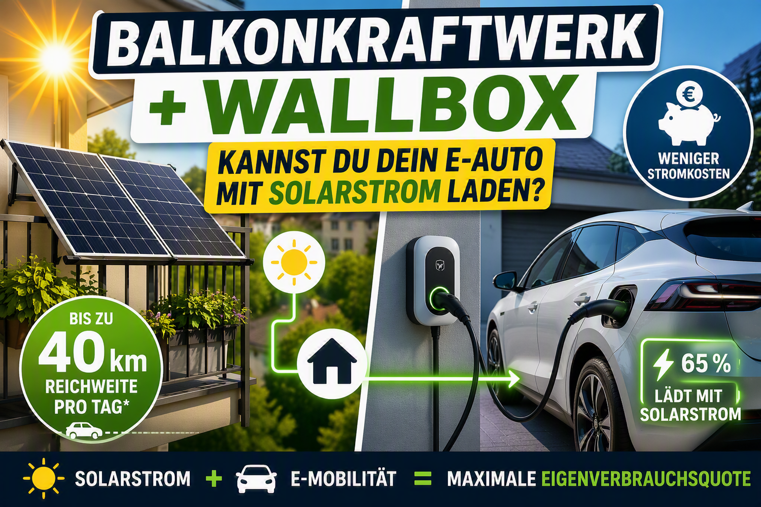 Balkonkraftwerk und Wallbox: Kannst du damit dein E-Auto laden?
