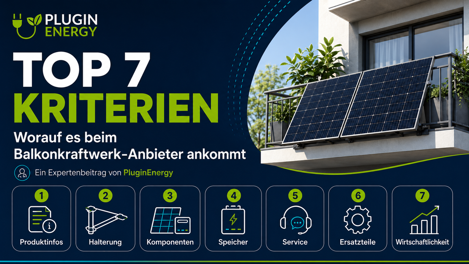 Die sieben wichtigsten Kriterien für die Auswahl eines Balkonkraftwerk-Anbieters von PluginEnergy
