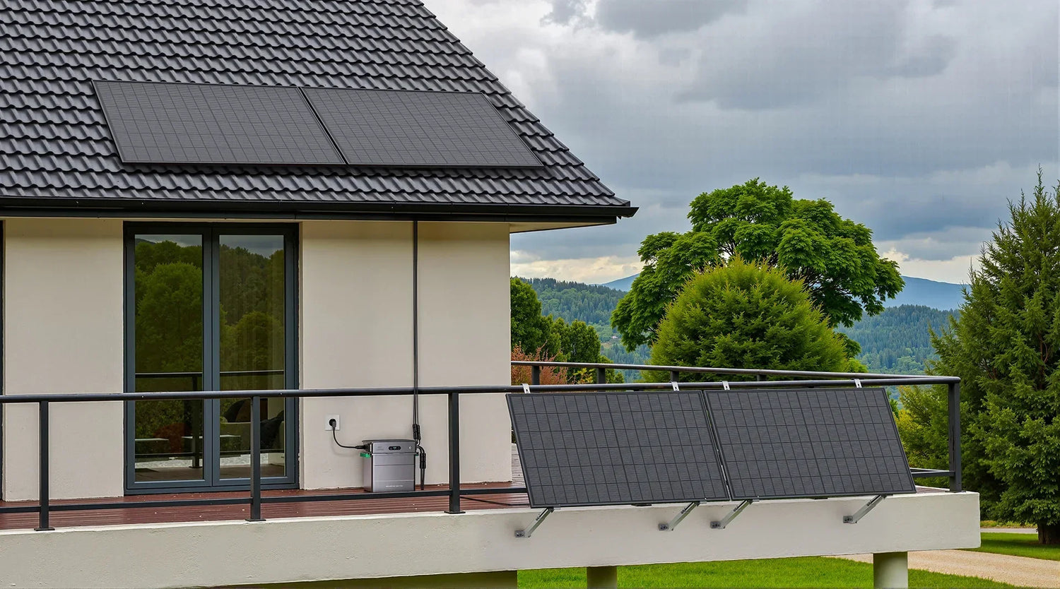 Balkonkraftwerk am Balkon und auf dem Dach
