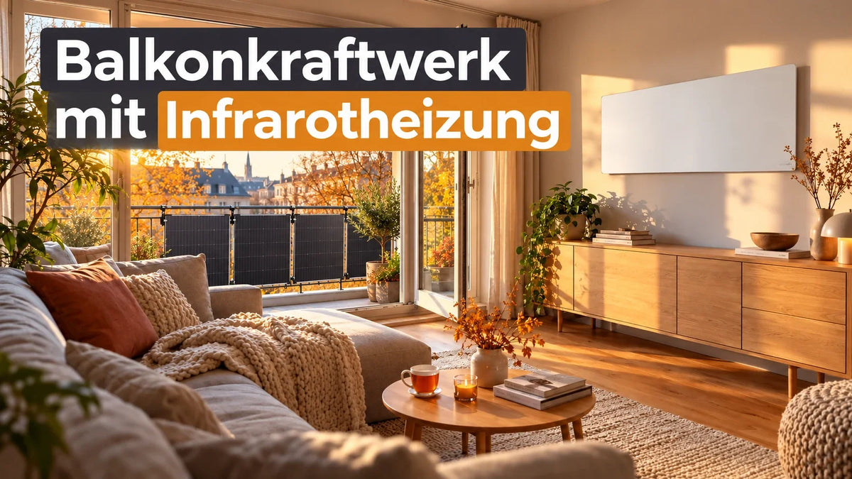 Balkonkraftwerk mit Infrarotheizung betreiben im Wohnzimmer PluginEnergy