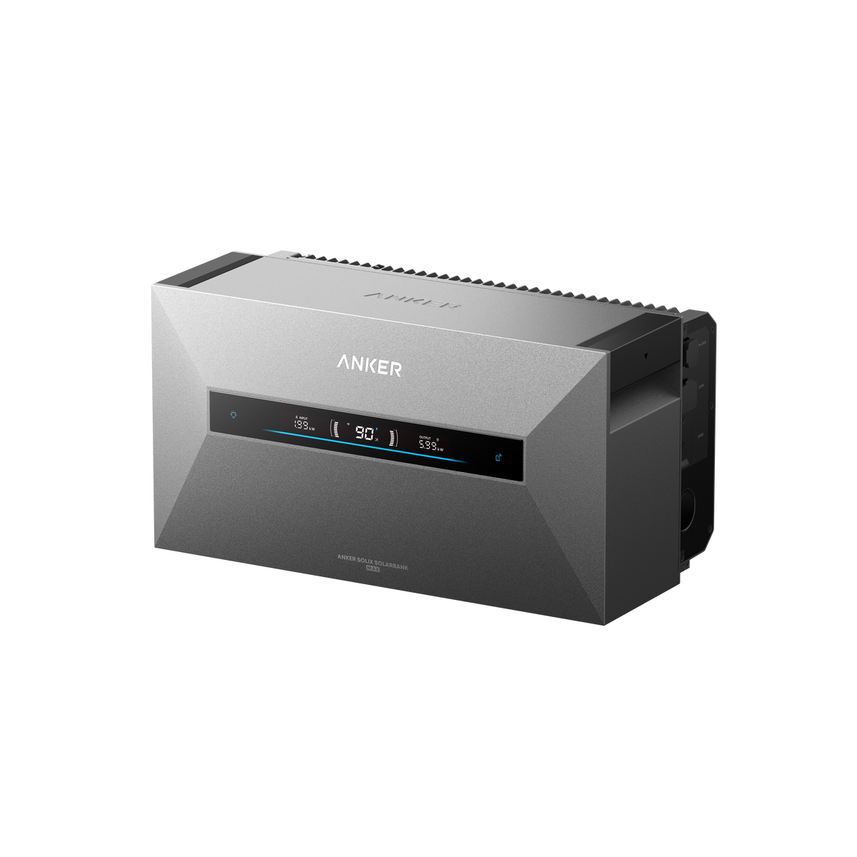 Anker SOLIX Solarbank Max AE111 – Frontansicht mit Display und Anschlüssen