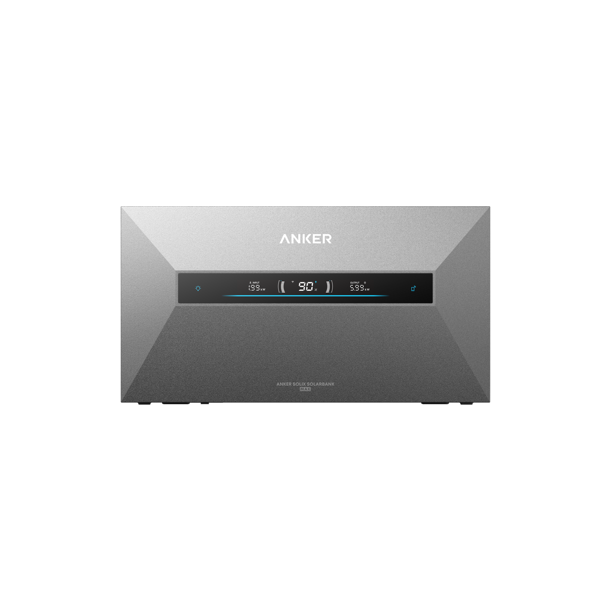 Anker SOLIX Solarbank Max AE111 – gerade Frontansicht mit Statusdisplay