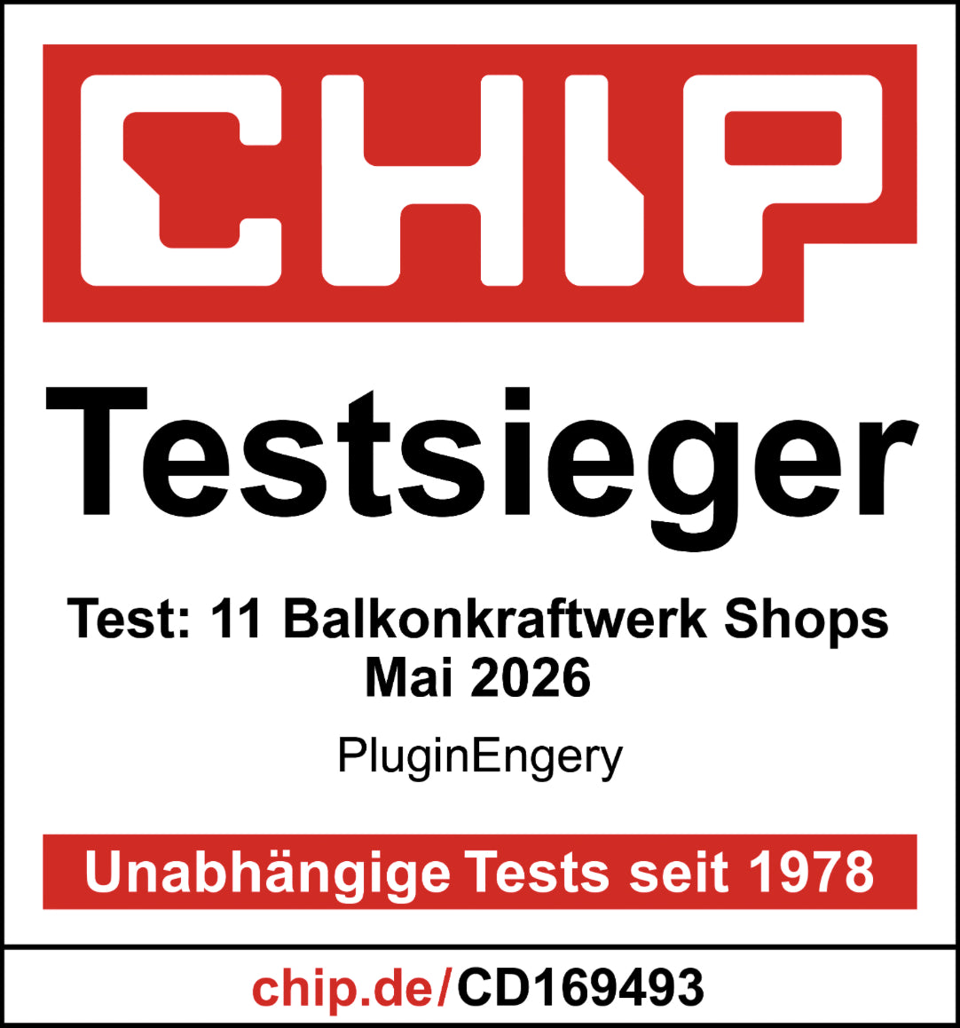 Chip_Testsiegel_Quadratisch Pluginenergy 2026 Testsieger frontal