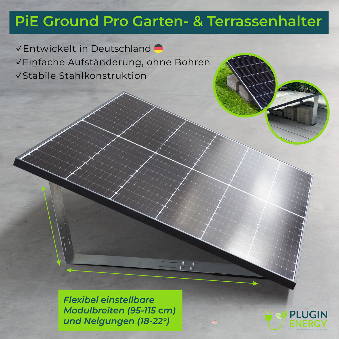 PiE GROUND PRO SOLARMODULHALTER GARTEN, TERRASSE &amp; FLACHDACH
