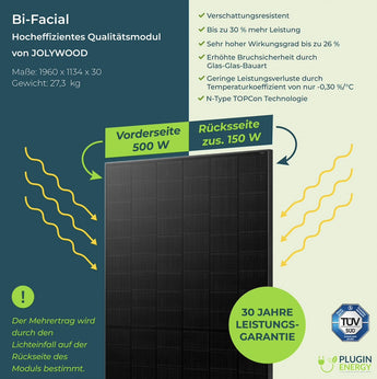 PiE Jolywood Niwa 500W PV Modul Bi Facial - PluginEnergy