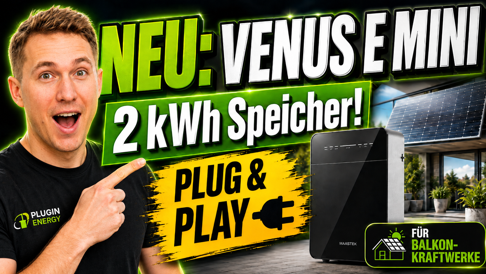 Video laden: Produktvideo zum MARSTEK Venus E Mini: kompakter 2-kWh Plug-and-Play-Stromspeicher für Balkonkraftwerke mit Notstromfunktion und intelligenter Verbrauchssteuerung
