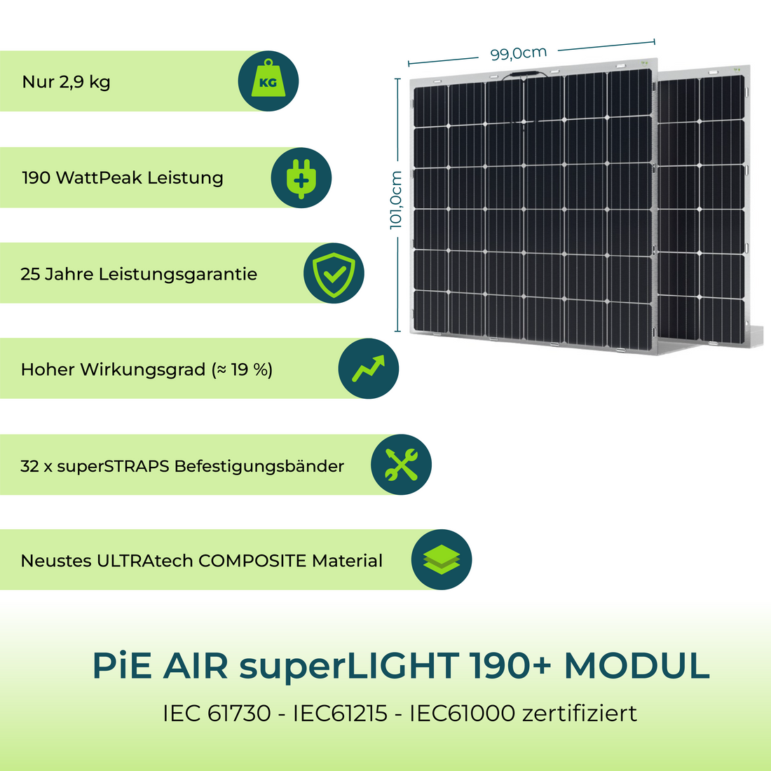 PiE AIR superLIGHT 380+ Watt TRANSPARENT SOLARMODUL