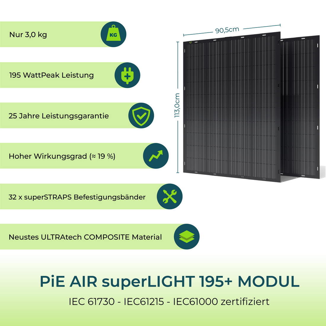 B-WARE - PiE AIR superLIGHT 390+ Watt FULL BLACK SOLARMODUL