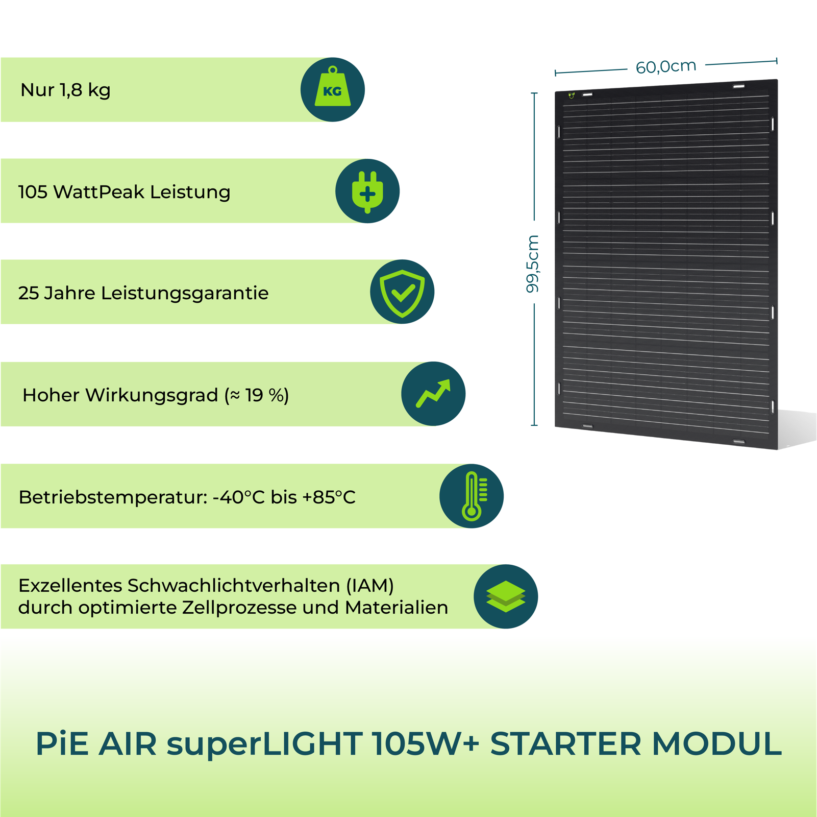 PiE AIR superLIGHT 105 Watt STARTER SOLARMODUL (FULL BLACK)