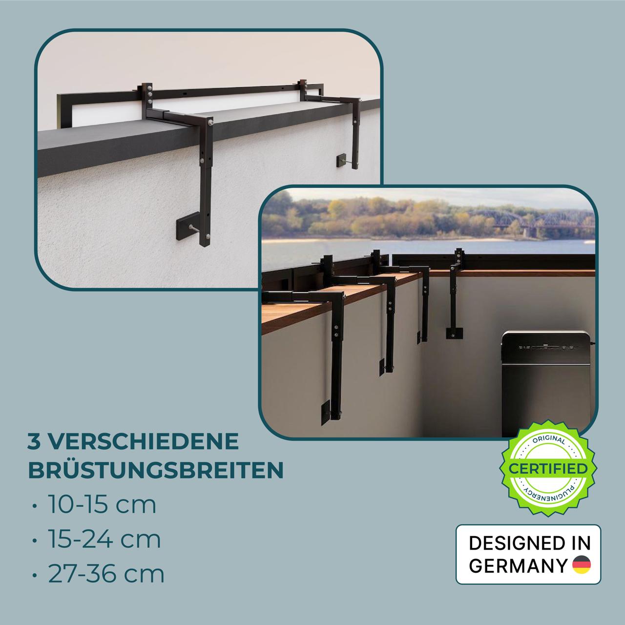 Solarmodul Halter für Betonbalkone seitlich