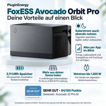FoxESS Avocado 22 Orbit PRO Speicher für Balkonkraftwerk 2110Wh