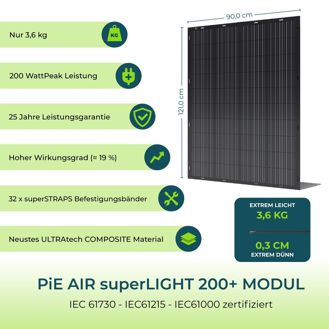PiE AIR 90 superLIGHT 400 Watt TRANSPARENT SOLARMODUL - PluginEnergy