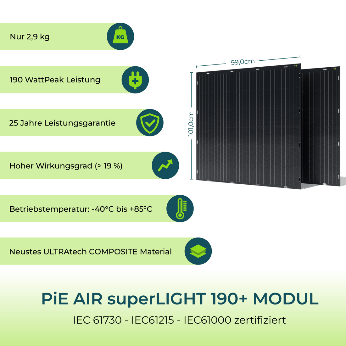PiE AIR superLIGHT 380+ Watt FULL BLACK SOLARMODUL - PluginEnergy