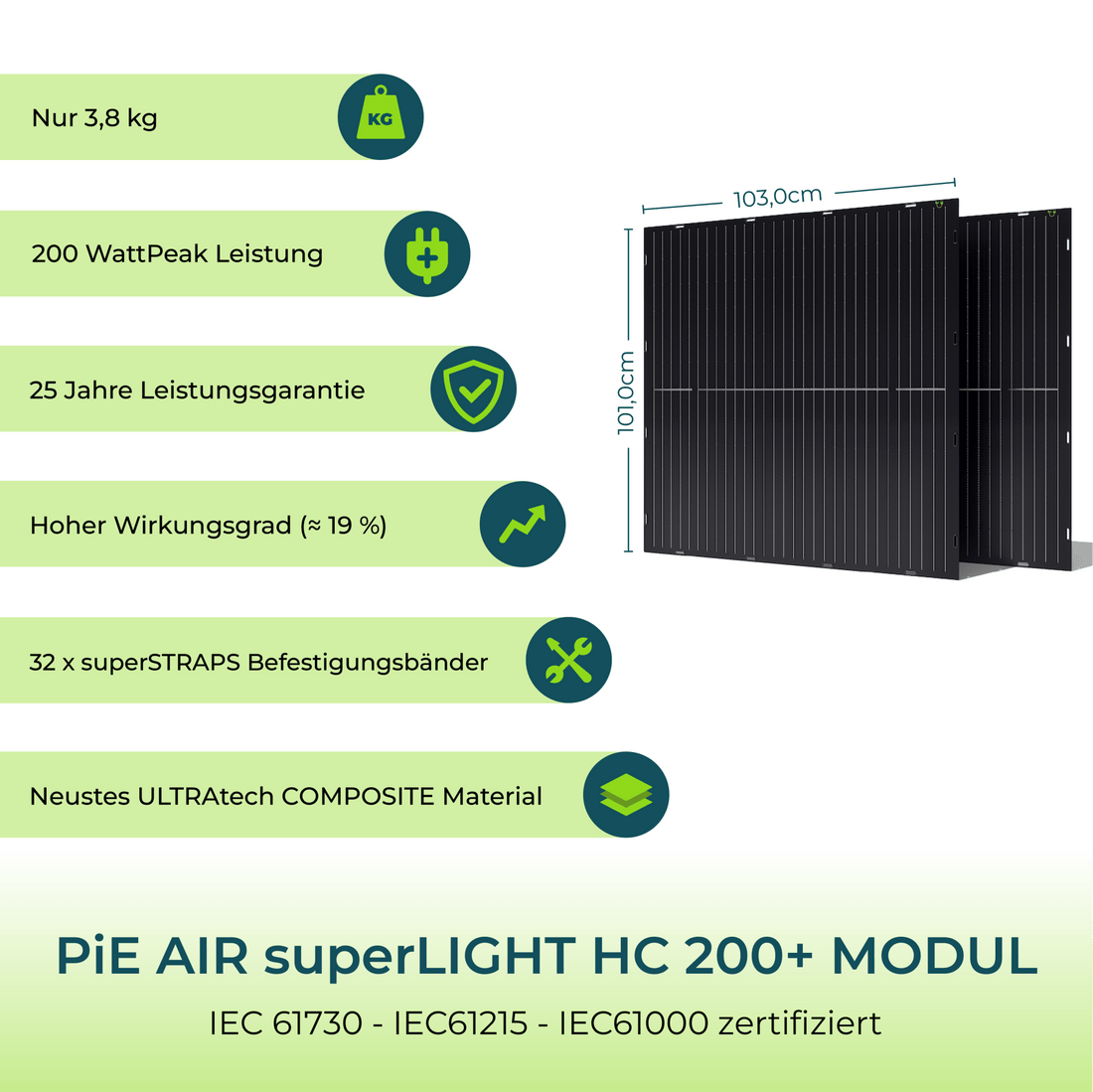 PiE AIR superLIGHT HC 400+ Watt FULL BLACK SOLARMODUL (G4) - PluginEnergy
