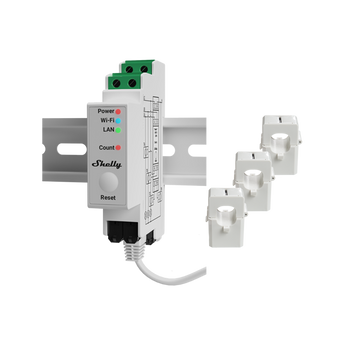 Shelly Pro 3EM 120A Komplettset mit drei Stromwandlern für 3-Phasen-Messung