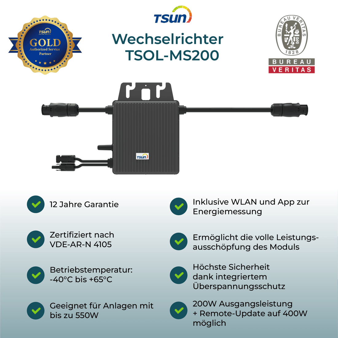 TSUN Mikro Wechselrichter TSOL - MS200 - PluginEnergy