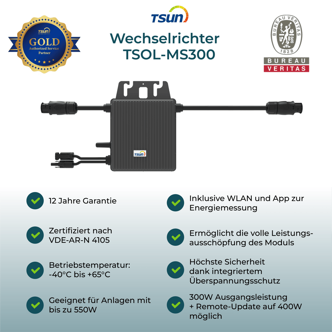 TSUN Mikro Wechselrichter TSOL - MS300 - PluginEnergy