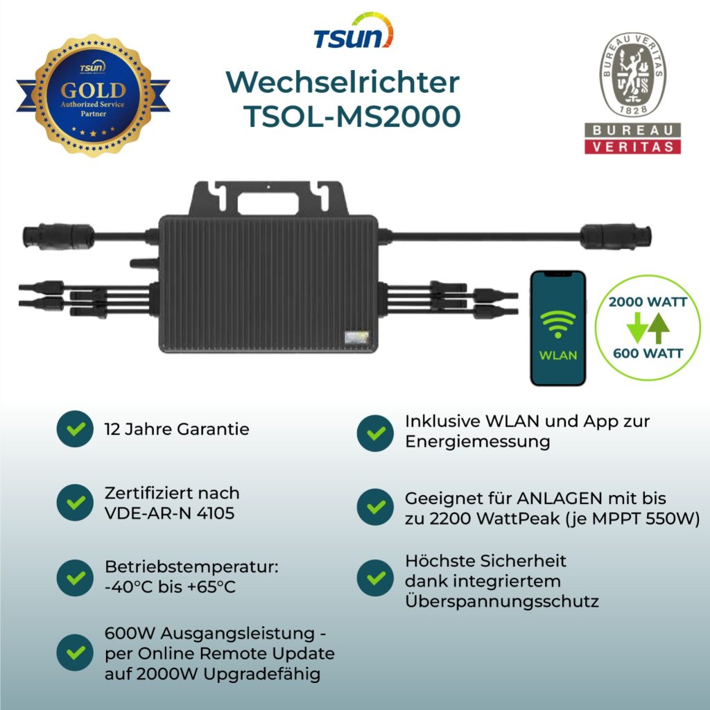 TSUN TSOL-MS2000 drosselbar auf 600/800W