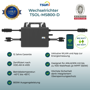 TSUN Wechselrichter 800 Watt TSOL-MS800-D + WIFI